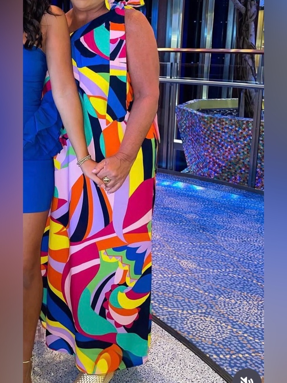 Women’s Colorful One-Shoulder Maxi Dress Size L